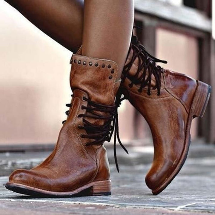 VOGUE™ - Leather Lace-Up Boots