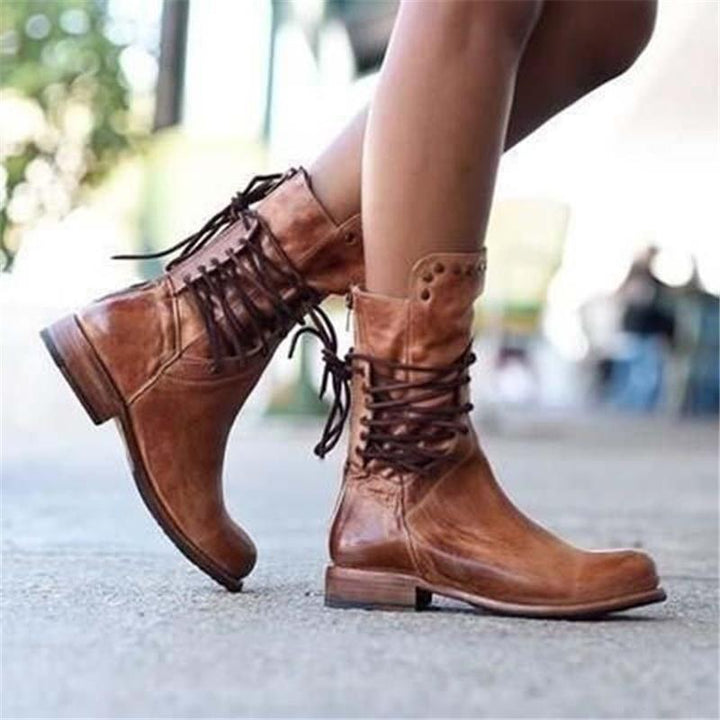 VOGUE™ - Leather Lace-Up Boots