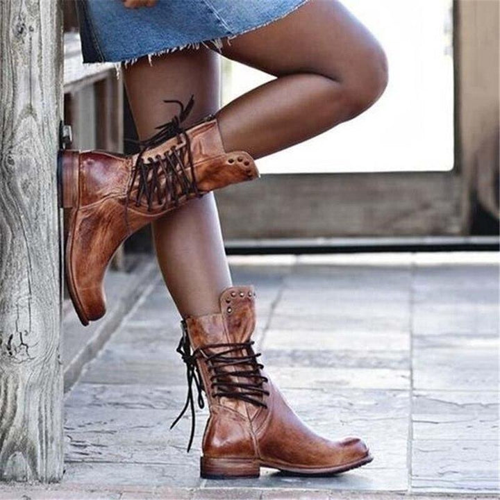 VOGUE™ - Leather Lace-Up Boots