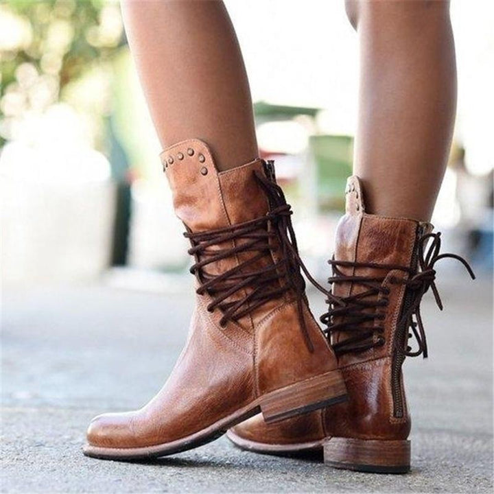 VOGUE™ - Leather Lace-Up Boots