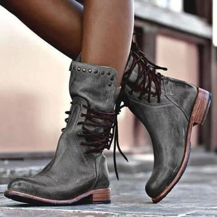 VOGUE™ - Leather Lace-Up Boots