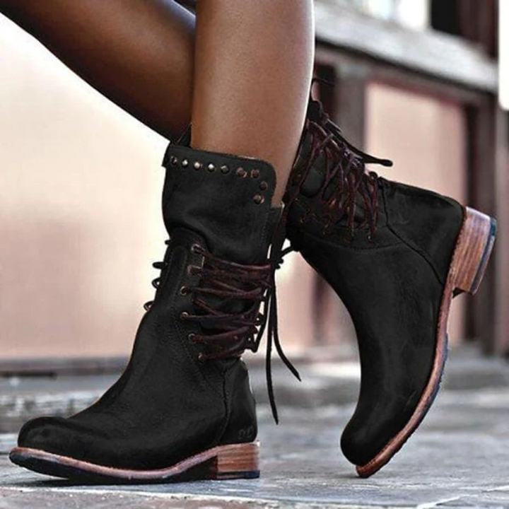 VOGUE™ - Leather Lace-Up Boots