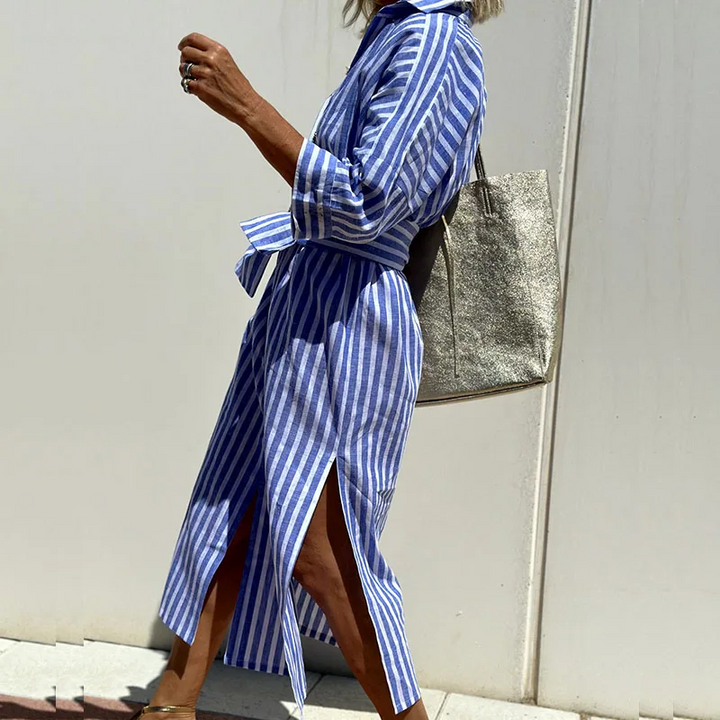 VOGUE™ - elegant striped shirt dress