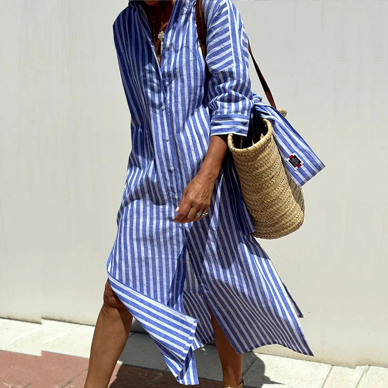 VOGUE™ - elegant striped shirt dress