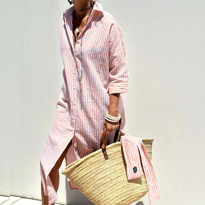 VOGUE™ - elegant striped shirt dress