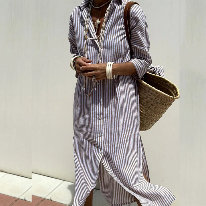 VOGUE™ - elegant striped shirt dress